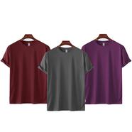 Fabrilife Mens Premium Blank T-shirt -Combo( Red Wine, Charcoal, Purple) - S
