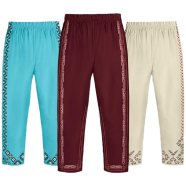 Fabrilife Premium Girls Trouser Combo - Sky Blue, Cream, Red Wine