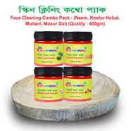 Rongdhonu Face Cleaning Combo Package - 400 gm - (নিম, কস্তুরি হলুদ, মুলতানি মাটি, মসুর ডাল গুড়া)
