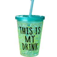 Fashionable Double Layer Plastic Ice Cup With Straw - 500 ml