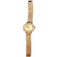 Fashionable Ladies Quartz Diamond Wristwatch - Golden