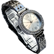 Fashionable Ladies Quartz Diamond Wristwatch - Black