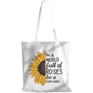 Fashionable White Fabric Tote Bag With Zipper - WF-281