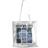 Fashionable White Fabric Tote Bag With Zipper - WS-241