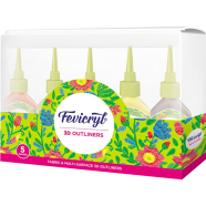 Fevicryl 3D Outliners Regular Kit, Fabric and Multi-Surface 3D Outliners Assorted Pack, Multi Colour, 20 ml - 5 pcs