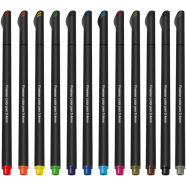Fineliner Color Pen Set 12 Porous Fine Point Pen Markers 0.4mm Drawing Writing (12 Colors)