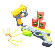 Fires Foam Shooter Plastic Soft Bullet Blaster Space Toy Gun With Suction Target Drum and Bullet (nub_gun_double_space) - Multicolor 