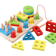 Fishing Game Geometry and Color Learning Five Sets of Columns Wooden Toys for Children Building Toy Baby Education Puzzle Board icon