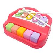 Five Keys 2 in 1 Striking Xylophone Piano Toy With Xylo stick (xylophone_he8011_5key_ran) - Multicolor 