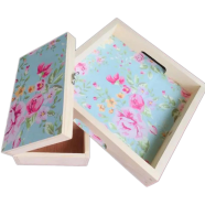 Floral Tray Plus Tea Box, Combo Set