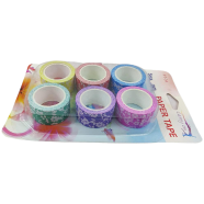 Flower Print designer Paper Tapes - 6Pcs