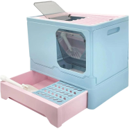 Foldable Cat Litter Box with Scoop, Enclosed Drawer Kitty Potty icon