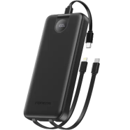 Foneng PX106 10000mah 22.5w Fast Charging Portable Power Bank with Built-In 3 Cables- Black