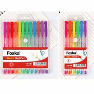 Foska Neon Gel Pen MultiColor Ink - (12Pcs) 