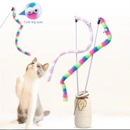 Funny Cat Stick Toy Bell Caterpillar Interactive Teaser Wand (Rainbow)