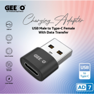 GEEOO AD7 USB GEEOO USB to Type-C Charging Adapter Female to Male with Data Transfer - AD7male to Type-C female Adapter-Any color image