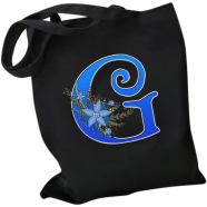 G- Letter Canvas Shoulder Tote Shopping Bag With Flower