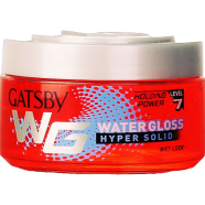 Gatsby Water Gloss - Hyper Solid, Wet Look Hair Gel, Shine Effect, Long Lasting Hold, Non Sticky, Easy Wash Off, Holding Level 7 - 70gm