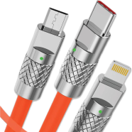 Geeoo DC306 3 IN 1 Super Fast Charging Cable LED Light Function