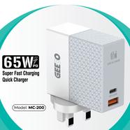 Geeoo MC-200 65W PD Dual Port Wall Charger with PD Cable