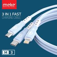 Geeoo Meke M3 3-in-1 Soft Skin 6A Charging Cable-Blue