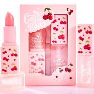 Gege Bear Nourishing Cherry Lip Set - Moisturizing Lip Oil and Balm for Glossy Lip