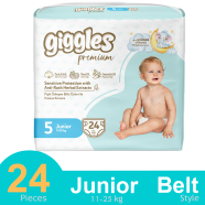 Giggles Premium Belt System Baby Diaper (Junior) (11-25 Kg) (24 Pcs)