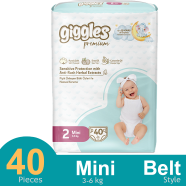 Giggles Premium Belt System Baby Diaper (Mini) (3-6 Kg) (40 Pcs)