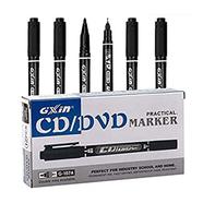 Gixin CD/DVD/OHP Marker Pen- Black 12 Pcs