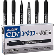 Gixin CD/DVD/OHP Marker Pen- Black 12 Pcs