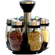 Glass Rotating Spice Jar 6 Pcs set
