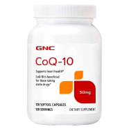 Gnc CoQ-10 50mg Dietary Supplement - 120 Softgels Capsules