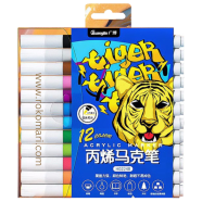Guangbo 12 Color/Set New Water Based Acrylic Marker Acrylic Pen Round Head Quick Drying Waterproof - H02248