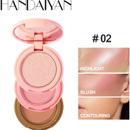 HANDAIYAN 3 In 1 Matte Highlighter Contouring Blush Palette Pearly Shiny Eyeshadow Face-#02