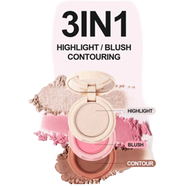 HANDAIYAN 3 In 1 Matte Highlighter Contouring Blush Palette Pearly Shiny Eyeshadow-#01