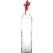 HEREVIN Square Oil and Vinegar Bottle with red cap 0.5 Ltr - 151130-000