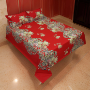 HOMETEX Ornament Miror Red Bed Sheet - HTK10070