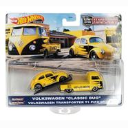 HOT WHEELS Team Transport – Volkswagen “CLASSIC BUG” Volkswagen Transporter T1 pickup #22 – yellow