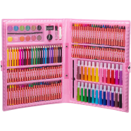 H and B 168 Pcs Deluxe Art Set for Kids, Crayon, Oil Pastel, Color Pencils,Watercolor Markers and More, Art Stationery Set-Pink