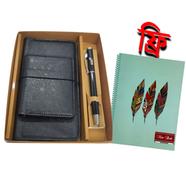 Hearts Leather Gift Set-B Black (Single Chamber) With Stylus Notebook FREE