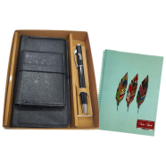 Hearts Leather Gift Set-B Black (Single Chamber) With Stylus Notebook FREE