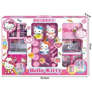 Hello Kitchen Set Toy For Children With Kitchen Staffs and 3 Hello Kitty Dolls Music and Light Available