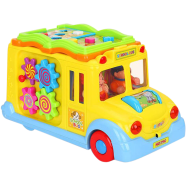 Hola Children Electric School Bus Music Car Including 8 Games and Animal Calls Early Educational Toys For Children Gift
