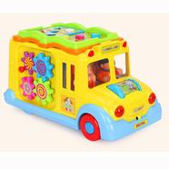 Hola Children Electric School Bus Music Car Including 8 Games and Animal Calls Early Educational Toys For Children Gift