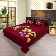 HomeTex Bed Sheet Maroon Leaf RTP - BK-RTP-1028