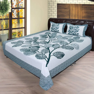 Hometex Bed Sheet White Leaf RTP - BK-RTP-1031