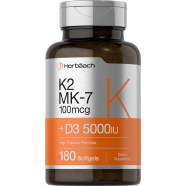 Horbaach Vitamin D3 K2 5000 iu 100mcg MK-7 Complex 180 Softgel Capsules -525059932