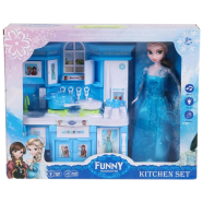 Household Kitchen Play Set With Dazzling Light and Music For Girls With A Beautiful Elsa Doll (boxkitchen_frozen_blue_11) icon