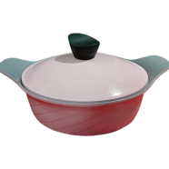 IHW Aluminum Die-cast ceramic coating Casserole 24cm Pink With Lid, Low - 5015CP24L icon