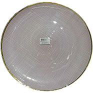 IHW Glass Plate With Gold Pink Rim 33x2cm 1 Pcs- AT7F31PGRIM